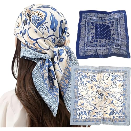SANNIDHI® 2pcs Women Head Hair Scarf Like Satin Silk Scarf Sleeping Hair Wrapping Night 27.5 SANNIDHI® 2pcs Women Head Hair Scarf Like Satin Silk Scarf Sleeping Hair Wrapping Night 27.5
